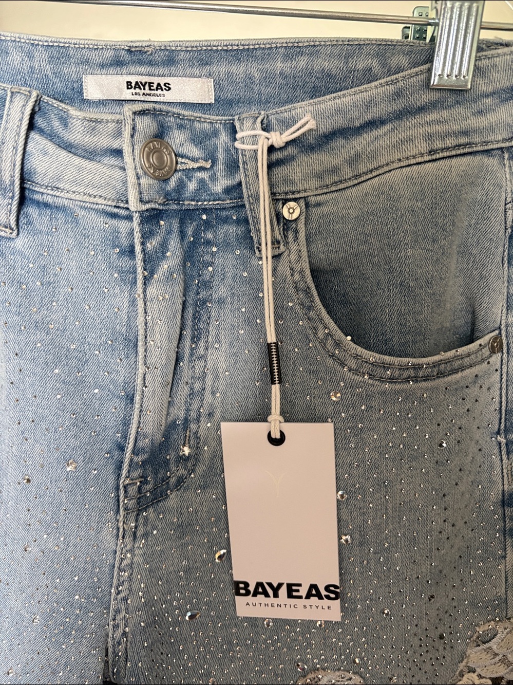 Bayeas Light Blue Lace-Panel Wide Leg Jeans size 26 - Picture 7 of 12